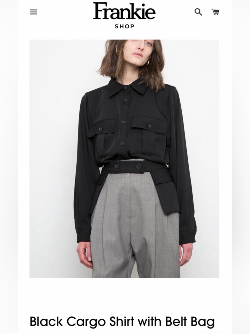 THE FRANKIE SHOP BLACK CARGO SHIRT WITH BELT BAG